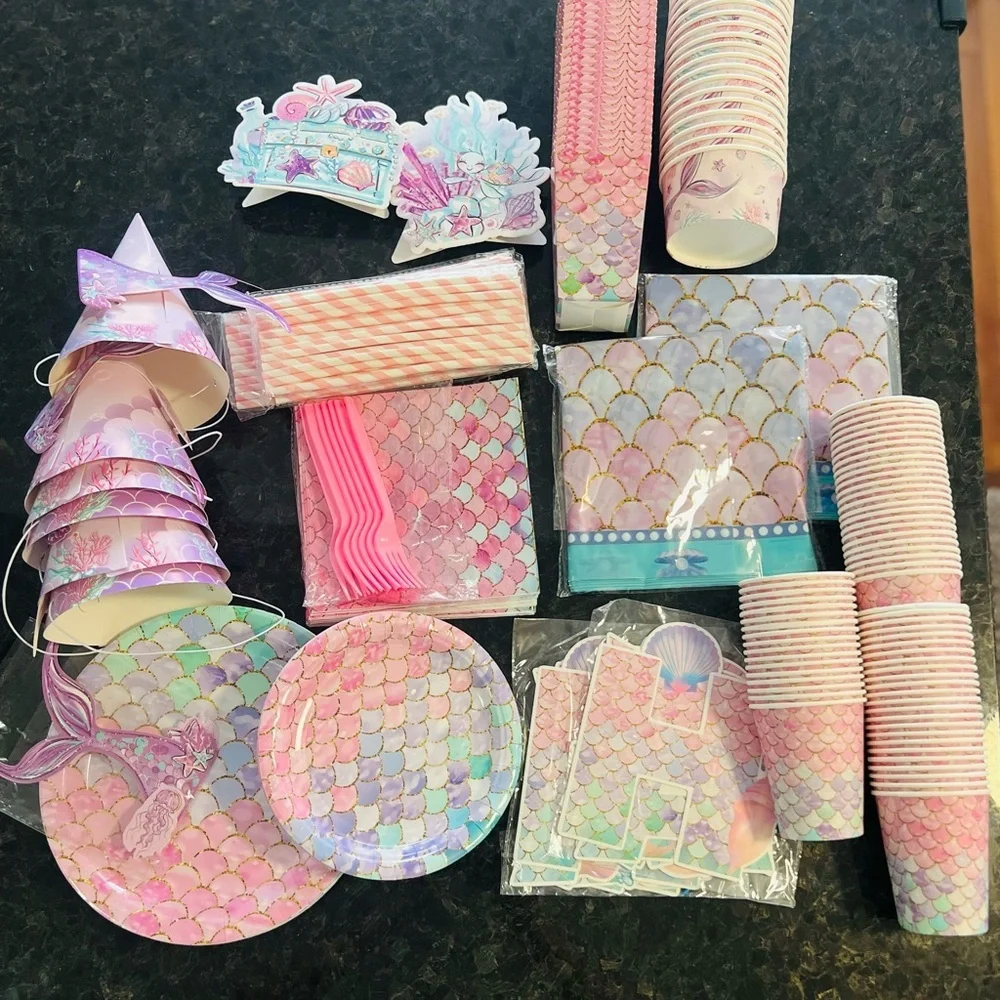Mermaid Party Supplies Set - Multicolor
